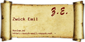 Zwick Emil névjegykártya